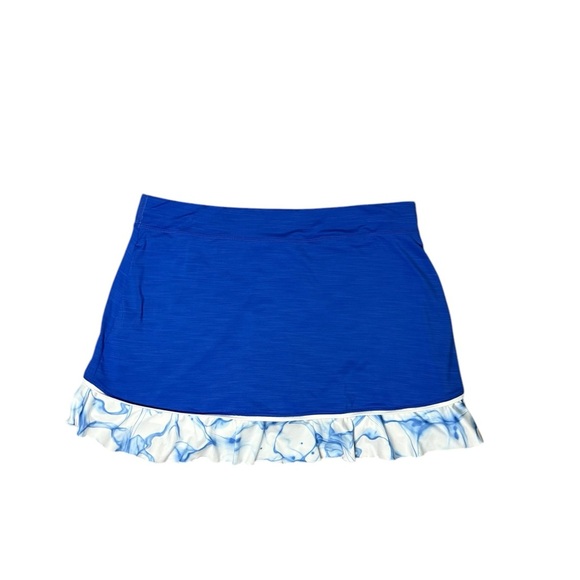 Sofibella 14 inch Tennis Skirt Cobalt Melange and Aqua Size Large - Picture 2 of 10